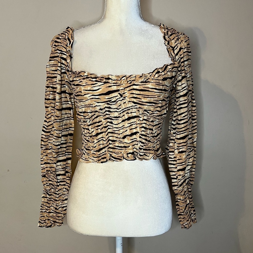 🌻Faithfull The Brand Tiger Print Sleeve Top - Picture 2 of 6